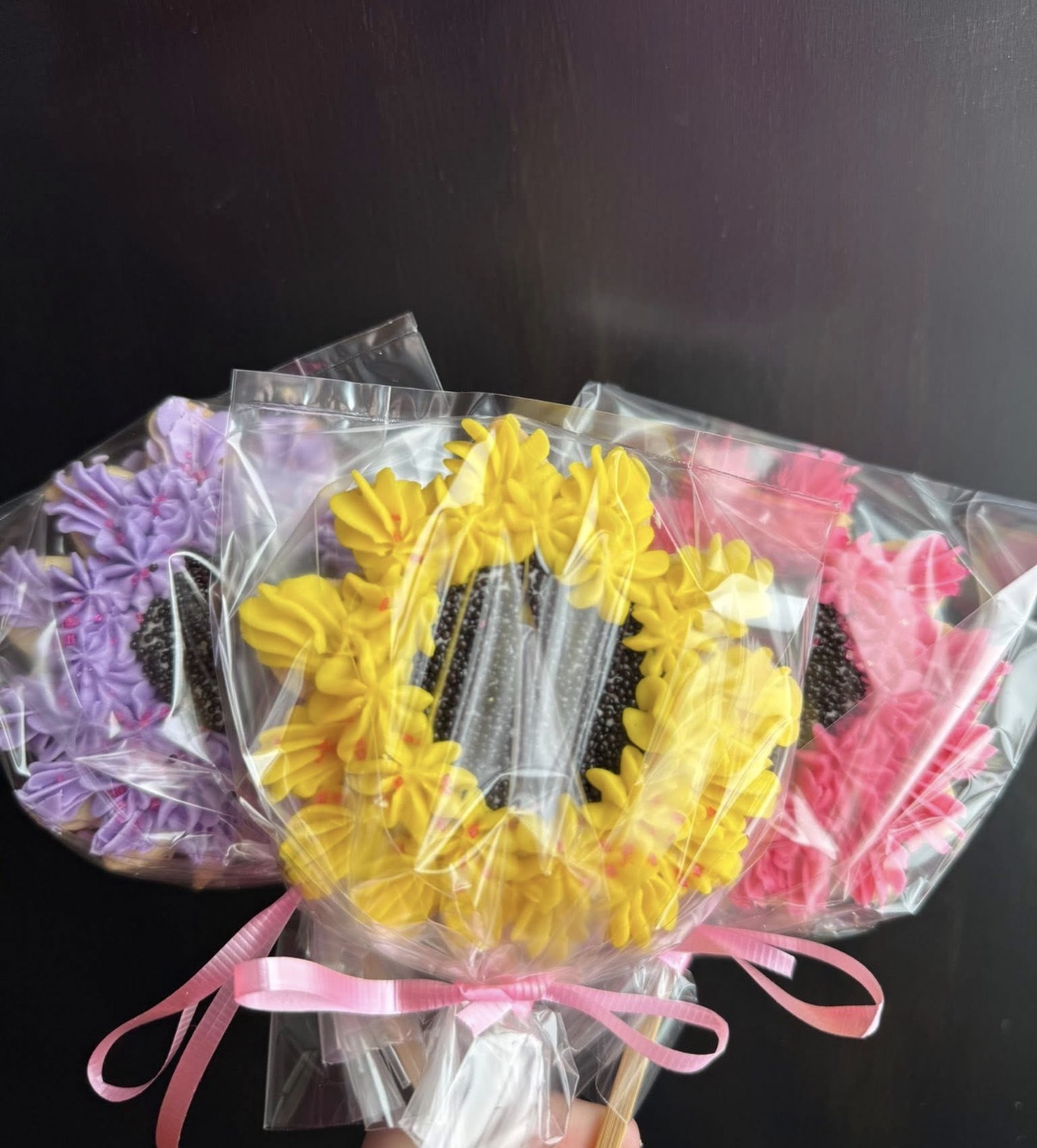 Decorated flower cookies