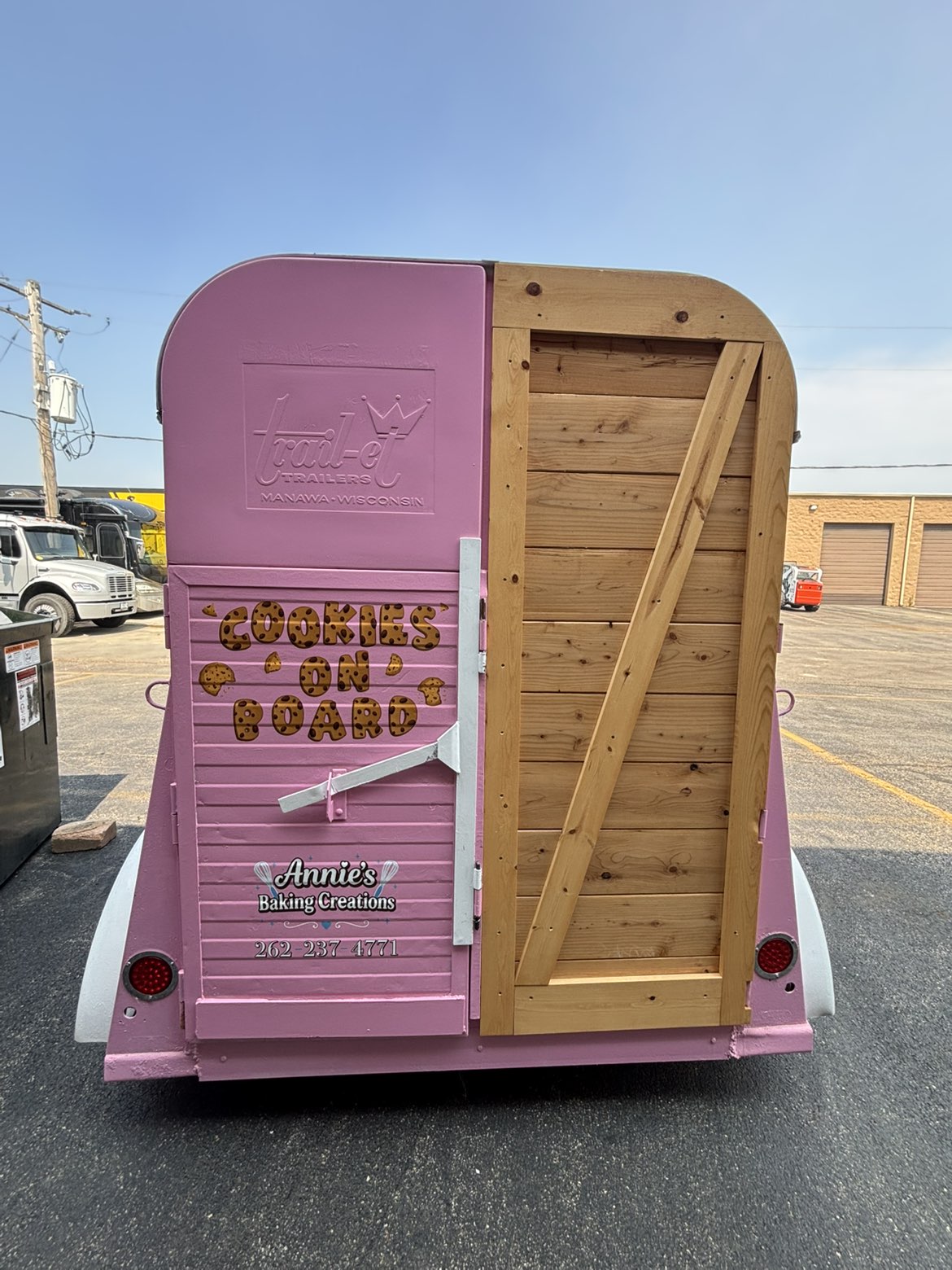 Back of Annie's bakery trailer open for service